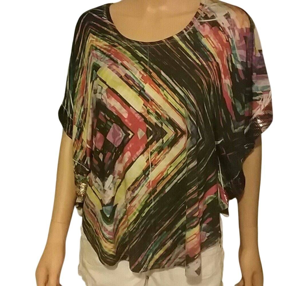 California Blue multi colored top L